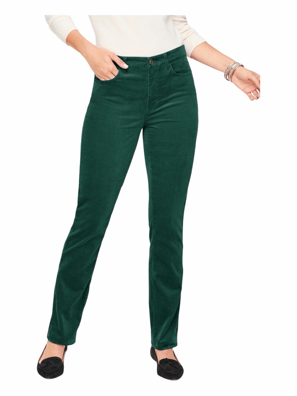 Talbots Signature Emerald Green Velveteen Straight Leg Pants. Size 8.